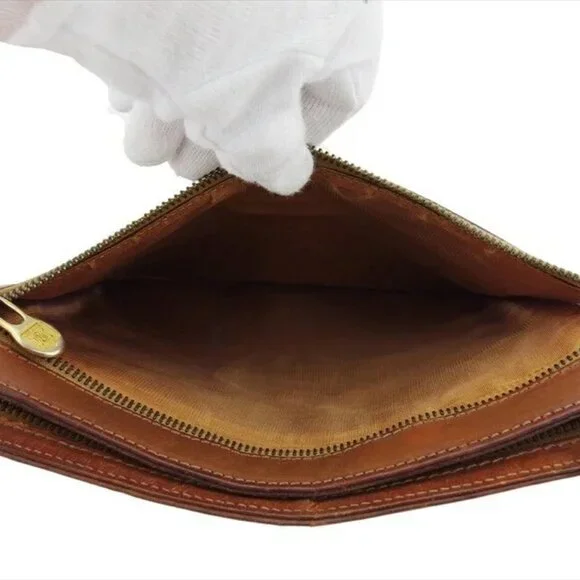 CELINE Clutch bag Brown beige gold Women Authentic secondhand - Picture 5 of 8